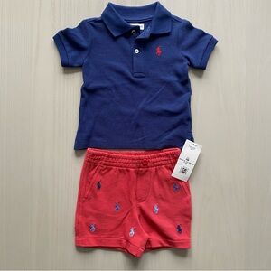 Ralph Lauren Kids Navy and Red Shirt Set